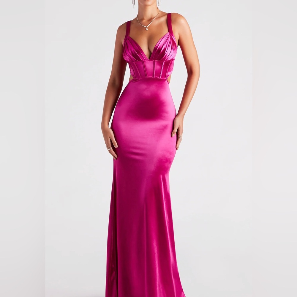 Pink silk prom dress